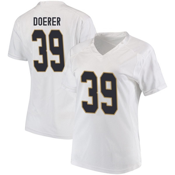 Jonathan Doerer Notre Dame Fighting Irish NCAA Women's #39 White Game College Stitched Football Jersey GMJ1855FF